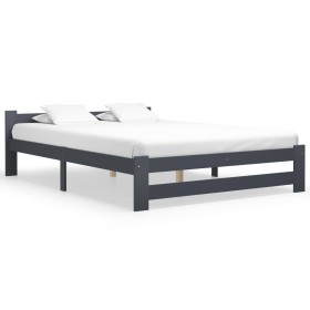 Estructura de cama madera maciza de pino gris oscuro 160x200 cm de vidaXL, Camas y somieres - Ref: Foro24-322023, Precio: 157...