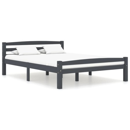 Estructura de cama madera maciza pino gris oscuro 140x200 cm de vidaXL, Camas y somieres - Ref: Foro24-322092, Precio: 132,52...