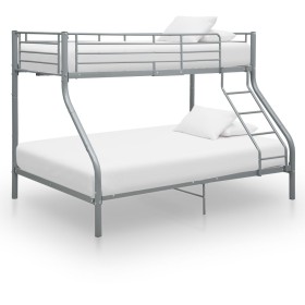Estructura de litera de metal gris 140x200 cm/90x200 cm de vidaXL, Camas y somieres - Ref: Foro24-287904, Precio: 257,50 €, D...