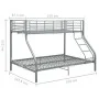 Estructura de litera de metal gris 140x200 cm/90x200 cm de vidaXL, Camas y somieres - Ref: Foro24-287904, Precio: 266,82 €, D...