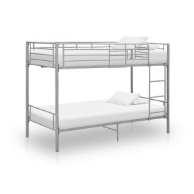 Cama litera de metal gris 90x200 cm de vidaXL, Camas y somieres - Ref: Foro24-287911, Precio: 252,76 €, Descuento: %