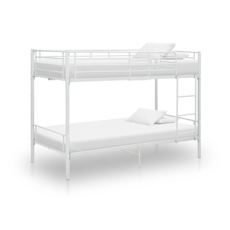 Cama litera de metal blanca 90x200 cm de vidaXL, Camas y somieres - Ref: Foro24-287909, Precio: 235,41 €, Descuento: %