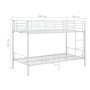 Cama litera de metal blanca 90x200 cm de vidaXL, Camas y somieres - Ref: Foro24-287909, Precio: 235,41 €, Descuento: %