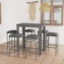Set muebles bar jardín 7 piezas y cojines ratán sintético gris en Conjuntos de jardín | Comprar online en Foru.es