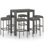 Set muebles bar jardín 7 piezas y cojines ratán sintético gris en Conjuntos de jardín | Comprar online en Foru.es