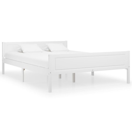Estructura de cama de madera maciza de pino blanca 140x200 cm de vidaXL, Camas y somieres - Ref: Foro24-322106, Precio: 174,3...