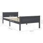 Estructura de cama de madera maciza de pino gris 100x200 cm de vidaXL, Camas y somieres - Ref: Foro24-322125, Precio: 128,41 ...
