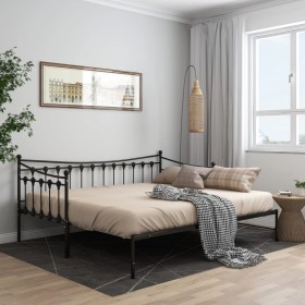 Estructura de sofá cama extraíble de metal negro 90x200 cm de vidaXL, Camas y somieres - Ref: Foro24-324758, Precio: 177,69 €...