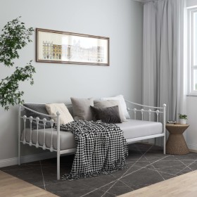 Estructura de sofá cama de metal blanco 90x200 cm de vidaXL, Camas y somieres - Ref: Foro24-324756, Precio: 159,56 €, Descuen...