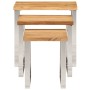 Set de 3 mesas apilables con borde natural madera maciza acacia en Mesas auxiliares | Comprar online en Foru.es