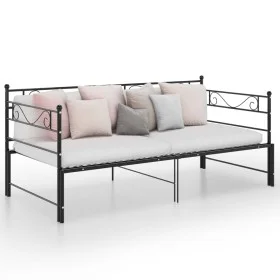 Estructura de sofá cama extraíble metal negro 90x200 cm de vidaXL, Camas y somieres - Ref: Foro24-324770, Precio: 153,60 €, D...