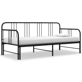 Estructura de sofá cama extraíble metal negro 90x200 cm de vidaXL, Camas y somieres - Ref: Foro24-324752, Precio: 135,86 €, D...