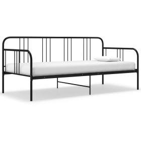 Estructura de sofá cama de metal negro 90x200 cm de vidaXL, Camas y somieres - Ref: Foro24-324749, Precio: 119,66 €, Descuent...