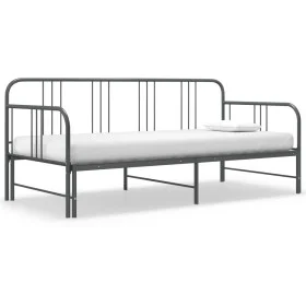 Estructura de sofá cama extraíble de metal gris 90x200 cm de vidaXL, Camas y somieres - Ref: Foro24-324754, Precio: 143,77 €,...