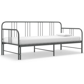 Estructura de sofá cama extraíble de metal gris 90x200 cm de vidaXL, Camas y somieres - Ref: Foro24-324754, Precio: 138,80 €,...