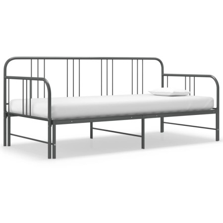 Estructura de sofá cama extraíble de metal gris 90x200 cm de vidaXL, Camas y somieres - Ref: Foro24-324754, Precio: 138,80 €,...