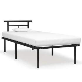 Black metal bed frame 90x200 cm by vidaXL, Beds and slatted bases - Ref: Foro24-324820, Price: 72,96 €, Discount: %