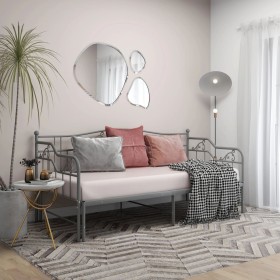 Estructura de sofá cama extraíble de metal gris 90x200 cm de vidaXL, Camas y somieres - Ref: Foro24-324766, Precio: 151,20 €,...