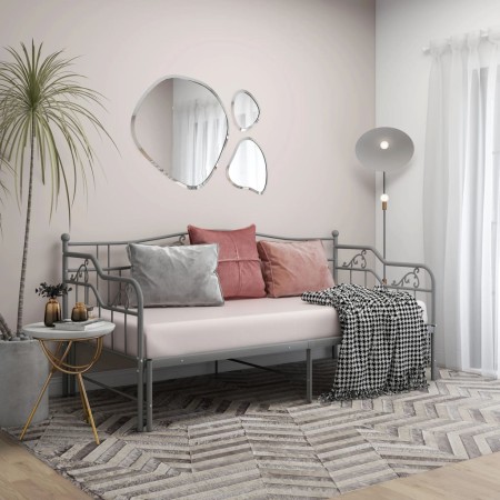 Estructura de sofá cama extraíble de metal gris 90x200 cm de vidaXL, Camas y somieres - Ref: Foro24-324766, Precio: 151,20 €,...