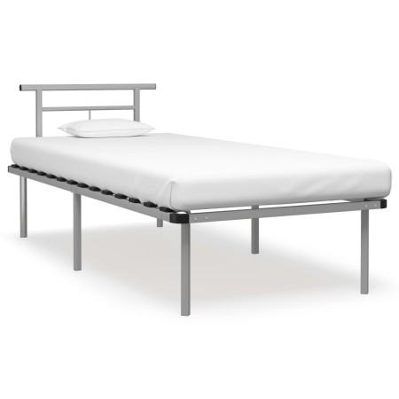 Estructura de cama de metal gris 90x200 cm de vidaXL, Camas y somieres - Ref: Foro24-324822, Precio: 106,14 €, Descuento: %