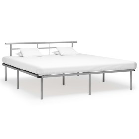 Estructura de cama de metal gris 180x200 cm de vidaXL, Camas y somieres - Ref: Foro24-324837, Precio: 100,36 €, Descuento: %