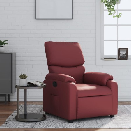 Sillón reclinable de cuero sintético rojo tinto en Sillones | Comprar online en Foru.es