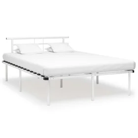 Estructura de cama de metal blanco 140x200 cm de vidaXL, Camas y somieres - Ref: Foro24-324830, Precio: 84,60 €, Descuento: %