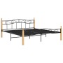 Estructura de cama metal y madera maciza de roble 200x200 cm de vidaXL, Camas y somieres - Ref: Foro24-324917, Precio: 148,02...