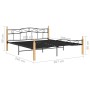 Estructura de cama metal y madera maciza de roble 200x200 cm de vidaXL, Camas y somieres - Ref: Foro24-324917, Precio: 148,02...