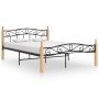 Estructura de cama madera maciza roble metal negro 140x200 cm de vidaXL, Camas y somieres - Ref: Foro24-324914, Precio: 102,3...