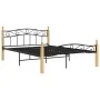 Estructura de cama madera maciza roble metal negro 140x200 cm de vidaXL, Camas y somieres - Ref: Foro24-324914, Precio: 101,4...