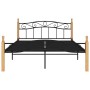 Estructura de cama madera maciza roble metal negro 140x200 cm de vidaXL, Camas y somieres - Ref: Foro24-324914, Precio: 102,3...