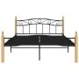 Estructura de cama madera maciza roble metal negro 140x200 cm de vidaXL, Camas y somieres - Ref: Foro24-324914, Precio: 101,4...