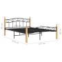 Estructura de cama madera maciza roble metal negro 140x200 cm de vidaXL, Camas y somieres - Ref: Foro24-324914, Precio: 102,3...