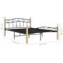 Estructura de cama madera maciza roble metal negro 140x200 cm de vidaXL, Camas y somieres - Ref: Foro24-324914, Precio: 101,4...