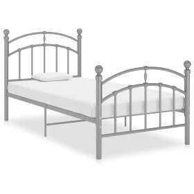 Estructura de cama de metal gris 90x200 cm de vidaXL, Camas y somieres - Ref: Foro24-324969, Precio: 130,18 €, Descuento: %