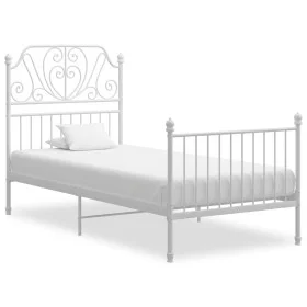 White metal bed frame 100x200 cm by vidaXL, Beds and slatted bases - Ref: Foro24-324845, Price: 131,70 €, Discount: %