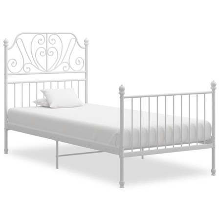 Estructura de cama de metal blanco 100x200 cm de vidaXL, Camas y somieres - Ref: Foro24-324845, Precio: 134,31 €, Descuento: %