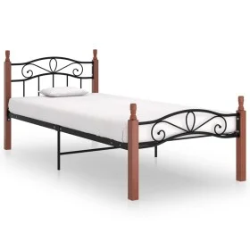 Metal bed frame and solid oak wood 90x200 cm by vidaXL, Beds and slatted bases - Ref: Foro24-324904, Price: 81,78 €, Discount: %