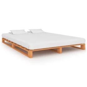 Solid pine wood pallet bed frame brown 180x200cm by vidaXL, Beds and slatted bases - Ref: Foro24-285267, Price: 155,59 €, Dis...