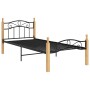 Estructura de cama madera maciza de roble metal negro 90x200 cm de vidaXL, Camas y somieres - Ref: Foro24-324911, Precio: 86,...