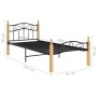 Estructura de cama madera maciza de roble metal negro 90x200 cm de vidaXL, Camas y somieres - Ref: Foro24-324911, Precio: 86,...