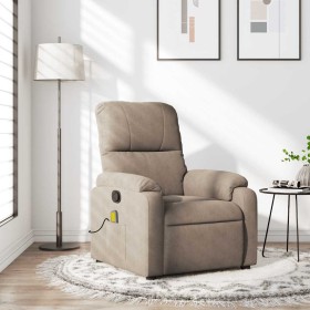Sillón reclinable de masaje tela de microfibra gris taupe en Sillones | Comprar online en Foru.es