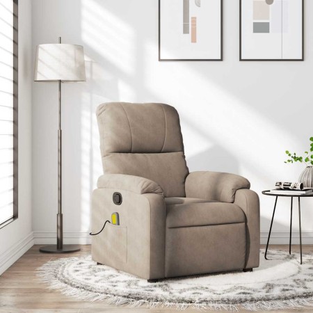 Sillón reclinable de masaje tela de microfibra gris taupe en Sillones | Comprar online en Foru.es