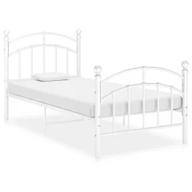White metal bed frame 90x200 cm by vidaXL, Beds and slatted bases - Ref: Foro24-324968, Price: 83,27 €, Discount: %