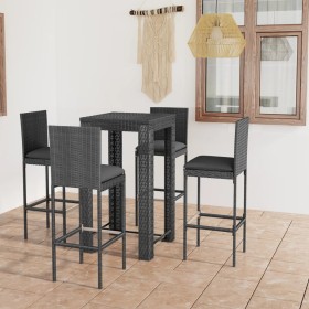 Set muebles bar jardín 5 piezas y cojines ratán sintético gris en Conjuntos de jardín | Comprar online en Foru.es
