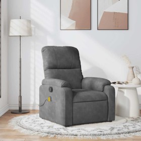 Sillón reclinable de masaje tela de microfibra gris oscuro en Sillones | Comprar online en Foru.es