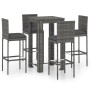 Set muebles bar jardín 5 piezas y cojines ratán sintético gris en Conjuntos de jardín | Comprar online en Foru.es