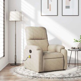 Sillón reclinable de masaje tela de microfibra color crema en Sillones | Comprar online en Foru.es