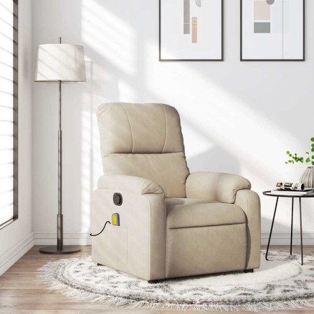 Sillón reclinable de masaje tela de microfibra color crema en Sillones | Comprar online en Foru.es